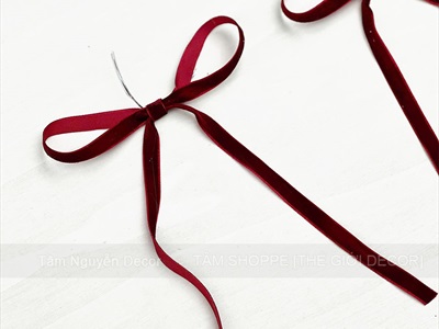 Nơ đỏ mini vải nhung xịn bản 1cm [Cute] PK-NO-06